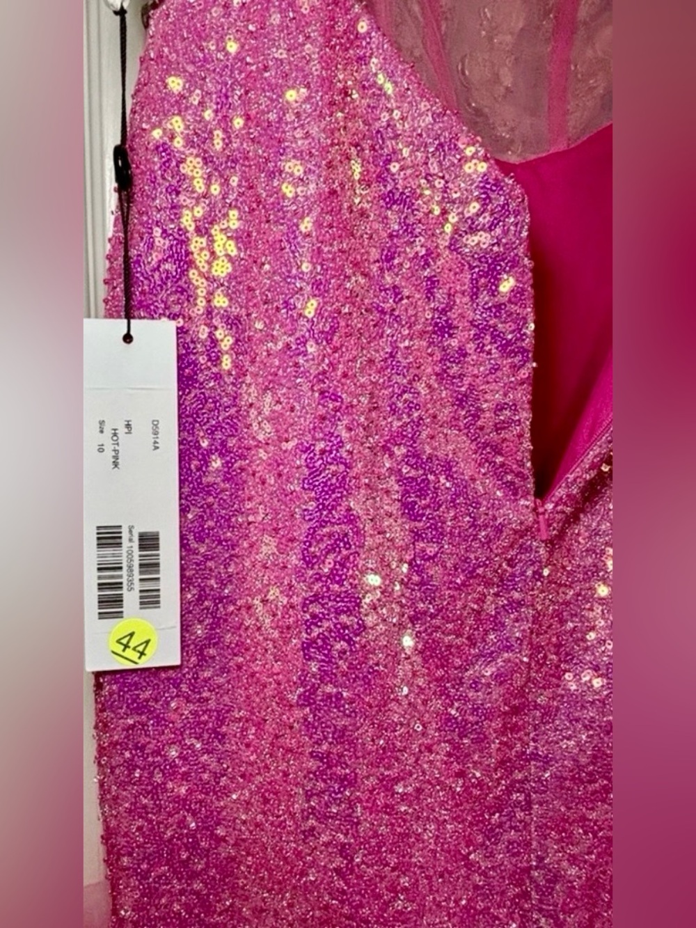 NWT JOVANI PINK Sequins Beads & Pink Tulle Prom Dress Size 10 - Picture 7 of 10